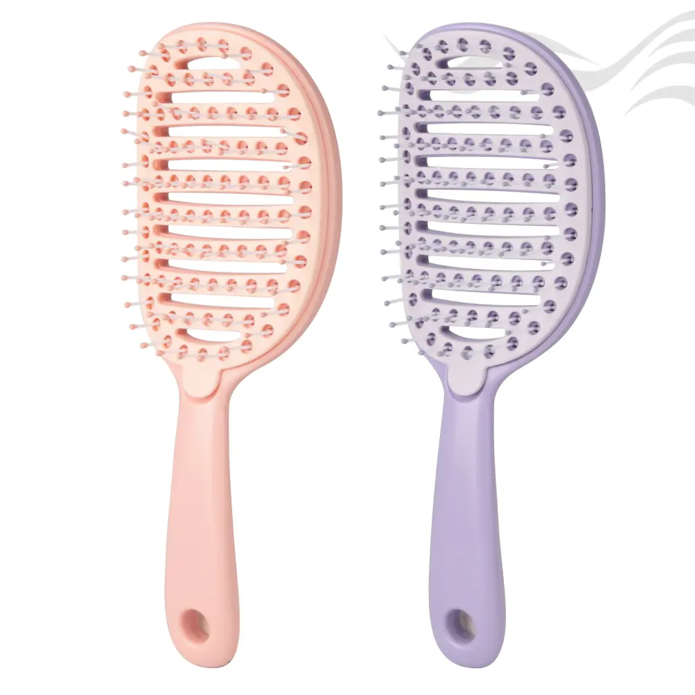 Vital5 Static-Free Hollow Self-Cleaning Vented Curl Brush Set - Multi-Purpose Curly Dry Hair Care Tool with Detangling, Massaging, Shining, Curling Functions & Handy Design