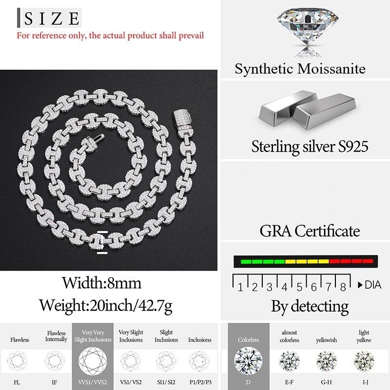 【#N146】 UCCIYO Lab-Created Moissanite S925 Sterling Silver Moissanite Necklace  Ice Out Necklace for Women Men Hip Hop Jewelry Gift