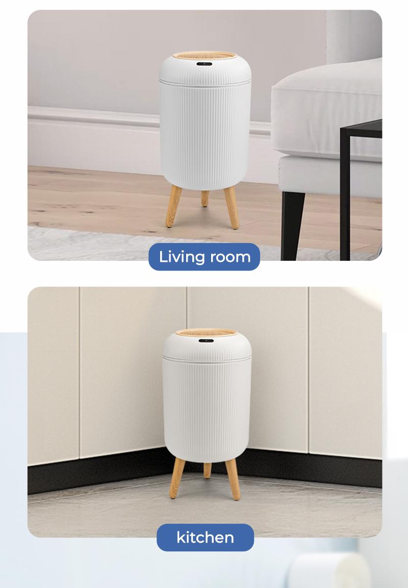 Pukomc Smart Induction Waterproof Trash Can for Bathroom, Bedroom, Office Nordic Style, Household Items Saving Space Motion Sensor Multifunctional Home Goods Environmentally Friendly Automatic