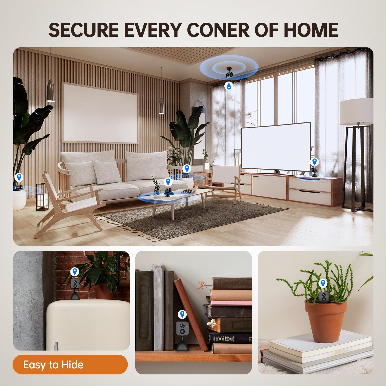 Vision Well Wireless Security Home Camera, AI PIR Sensor, Two-Way Talk, Smart Instant Siren, IP65 Waterproof, Support SD Card and Cloud Storage