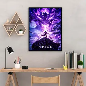 Sung Jin Woo Poster, Solo Leveling Manga Wall Art, Shadow King in Action, Home Decor, Gift for Fans_Poster