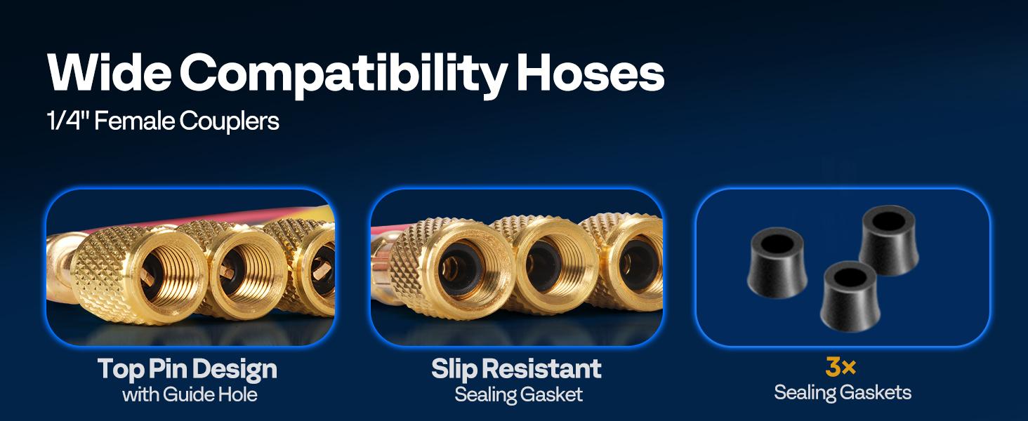 VIVOHOME AC Vacuum Pump and Manifold Gauge Set, 3.5 CFM 1/4 HP Single Stage Car AC Vacuum Pump Kit with 5ft Hoses for R134a R12 R22 R502, AC Service Kit for HVAC Mini Split Air Conditioner