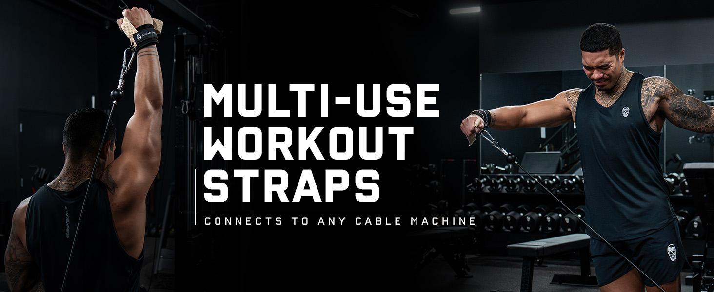 Gymreapers Griplink Lifting Straps with Cushioned Wrist Cuff 14.5" Cotton Strap Anti-Slip Silicone Beads 5mm Steel D-Ring for Free-Weight & Cable Training