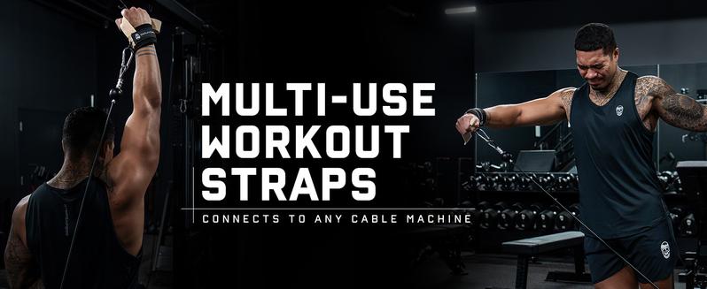 Gymreapers Griplink Lifting Straps with Cushioned Wrist Cuff 14.5" Cotton Strap Anti-Slip Silicone Beads 5mm Steel D-Ring for Free-Weight & Cable Training