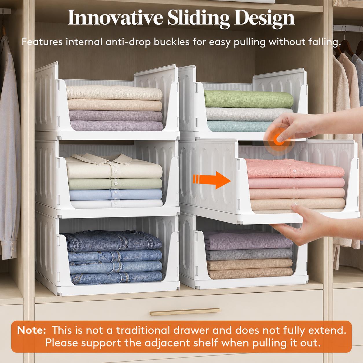 Lifewit Large Stackable Closet Organizers & Storage Bins for Clothes, Sweaters & Pants, Space-Saving Shelf Organizers for Bedroom, Dorm, RV & Pantry