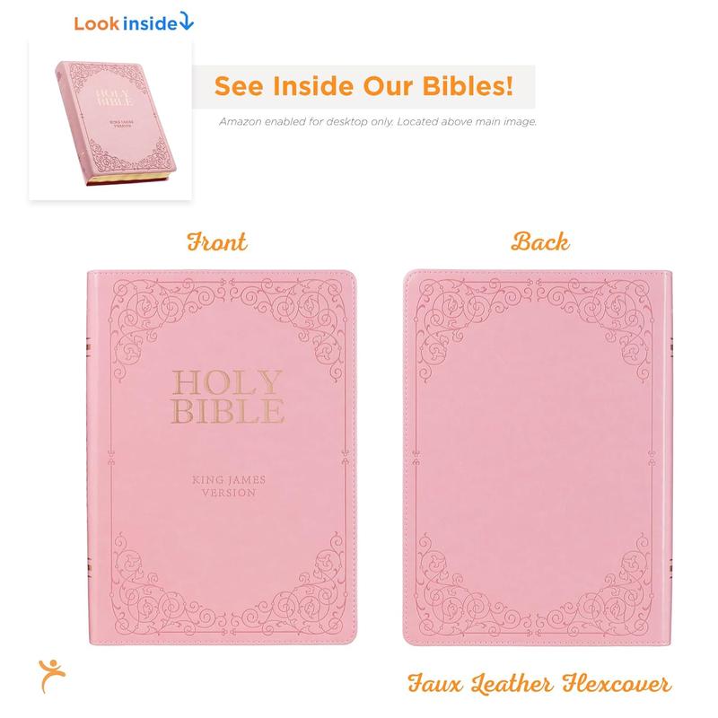 KJV Holy Bible, Giant Print Full-size Faux Leather Red Letter Edition - Thumb Index & Ribbon Marker, King James Version, Pink (KJV Full Size GP Editions) Imitation Leather – Large Print, March 1, 2020, Christian Bibles Books KJV Holy Bible, Giant Print Full-size Faux Leather Red Letter Edition - Thumb Index & Ribbon Marker, King James Version, Pink (KJV Full Size GP Editions) Imitation Leather – Large Print, March 1, 2020, Christian Bibles Books