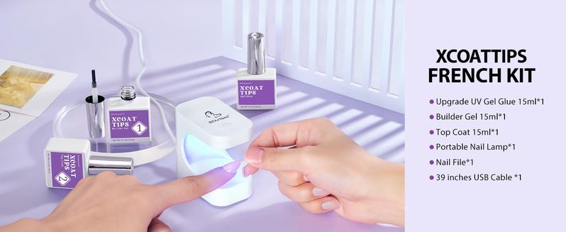 BTArtboxnails XCOATTIPS Press on Nails - 150pcs Christmas Red Short Square or Almond French Tips,Christmas Red Soft Gel False Nail, Soak Off Acrylic Fake Nails Extensions