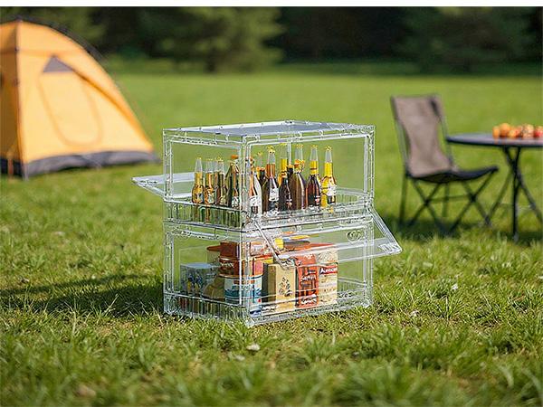 BROVIEW C8 160Qt/240Qt/320Qt/400Qt Clear Stackable Storage Bins with Lids and Wheels, Shiny Plastic Storage Bins, Foldable PET Drawer Closet Organizers and Storage Cabinets Display Box for Home Craft Makeup