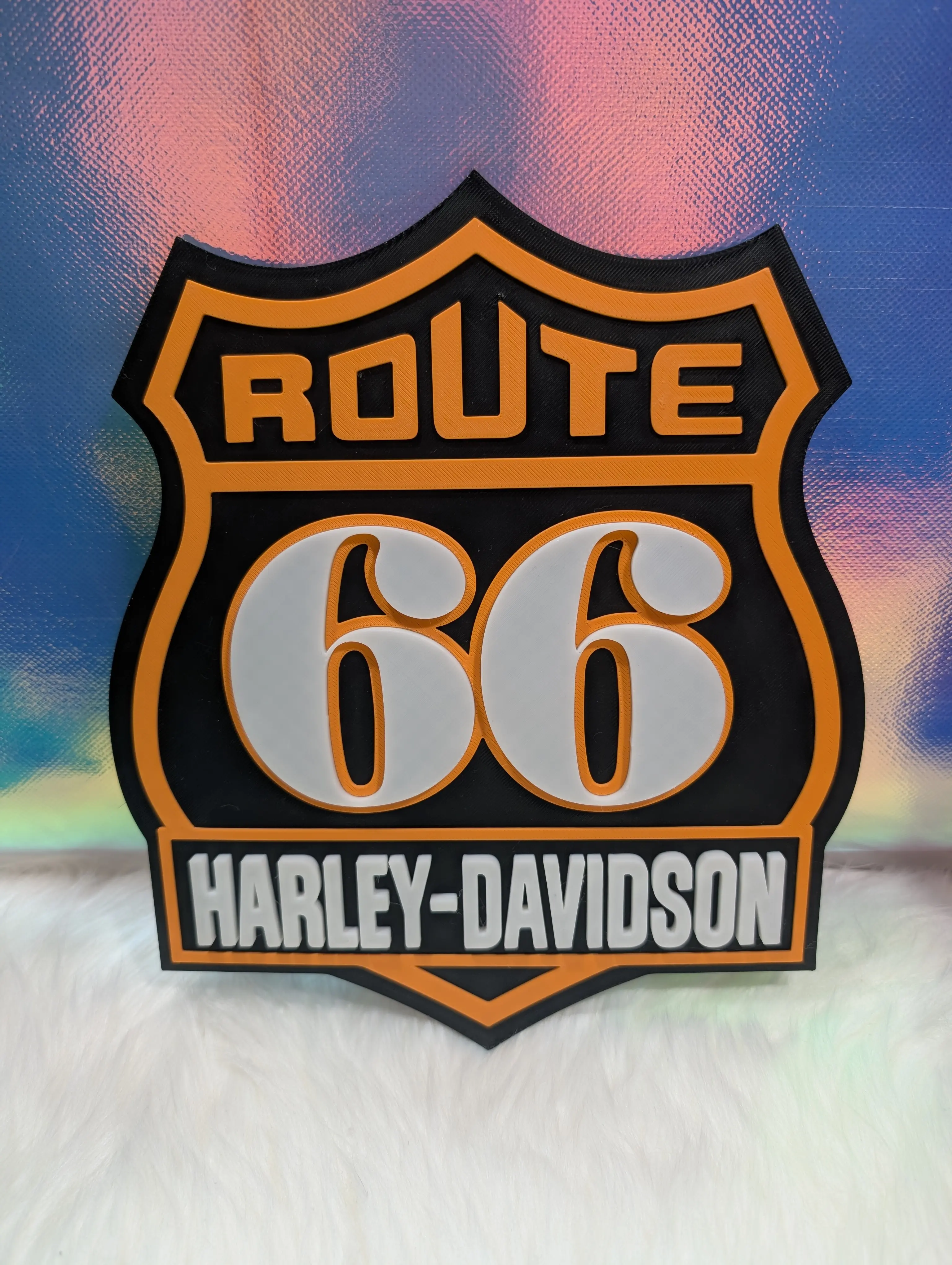 Route 66 Inspired Harley Davidson Wall Sign