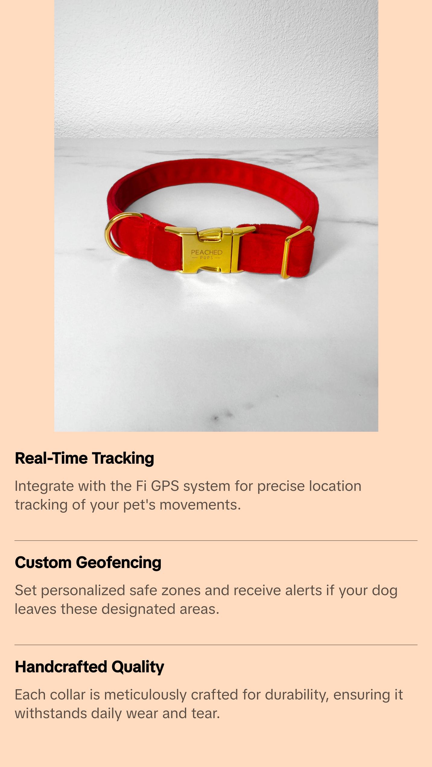 Velvet Red Christmas Holiday Fi Compatible Collar for Dogs and Cats - GPS Compatible Dog Collar Velvet Red Christmas Holiday Fi Compatible Collar for Dogs and Cats - GPS Compatible Dog Collar