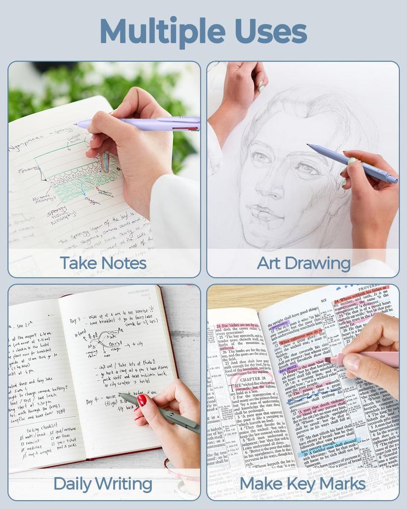 Four Candies 56/58 PCS Aesthetic School Supplies with Large Pencil Case, 6 Colored Ballpoint Pens, 12 Pastel Highlighters, 5 Black Ink Gel Pens, 9 Mechanical Pencils 0.5-2.0mm Student Essentials,girly office supplies,Writing Instruments Stationery Set