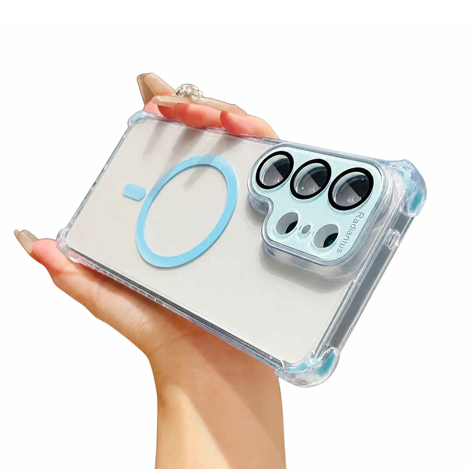 For Samsung Galaxy S26/S25/S24 Ultra Shockproof Clear Four-corner Magnetic Wireless Charging Case Color Contrast Lens Frame Acrylic Cover
