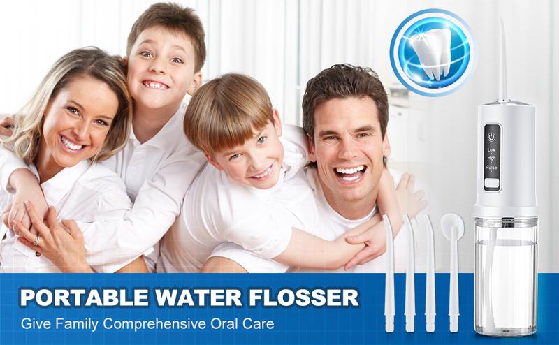 Foldable  Irrigator, Cordless Water Flosser with 4-nozzle 230ML Water Tank Travel  Irrigator, Ideal Teech Cleaning Device, Portable  Irrigator rechargeable waterfloss dental flosser cordless  oral care kit detachable