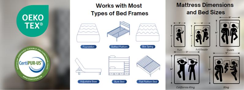 Lunara Gel Memory Foam Mattress, Twin/Full/Queen/King Size, CertiPUR-US Certified, Medium Firm, Cooler Sleep, Soft, Washable, Enhances Circulation Breathability Comfortable Coolness Optimal Relief Lunara Gel Memory Foam Mattress, Twin/Full/Queen/King Size, CertiPUR-US Certified, Medium Firm, Cooler Sleep, Soft, Washable, Enhances Circulation Breathability Comfortable Coolness Optimal Relief