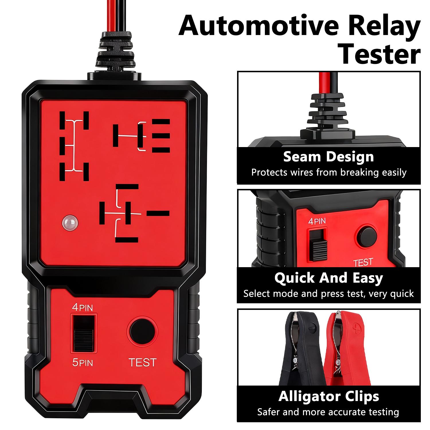 Car Automotive Circuit Tester, Car Relay Tester, Portable Battery Diagnostic Checker Tool, Professional Car Voltage Tester, Vehicle Diagnostic Tool, OBD Scanner, Red, with LED Indicator