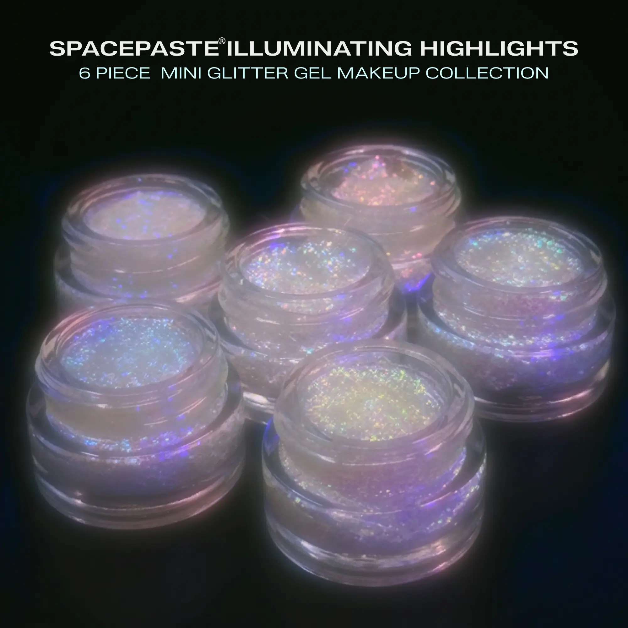 Lemonhead LA SPACEPASTE Illuminating Highlights |  6-Piece Mini Glitter Gel Makeup Collection | Best-selling Iridescent Shades that Transform Eyeshadow