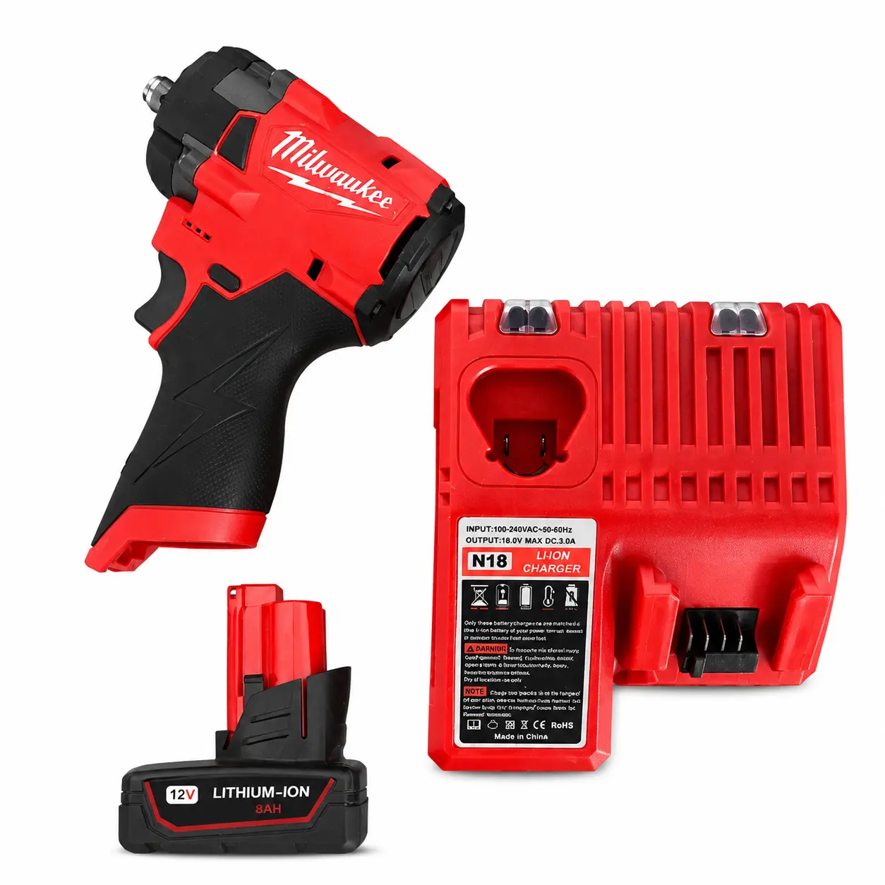Milwaukee M12 1/2-Inch Brushless Right Angle High Torque Impact Wrench Tools Kit Set, with 6.0Ah Battery, Charger, Friction Ring, Car Tools for Auto Repairs, Confined Space Bolting Work, Workshop Use