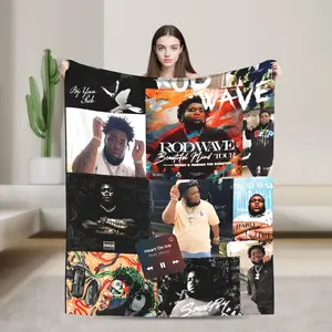 Aura Blankets Rapper rod wave  Blanket  Decorative Flannel Bedding Throws For Bedroom Warm Custom Quality Bedspread Birthday Gift  Superb Christmas blanket gift