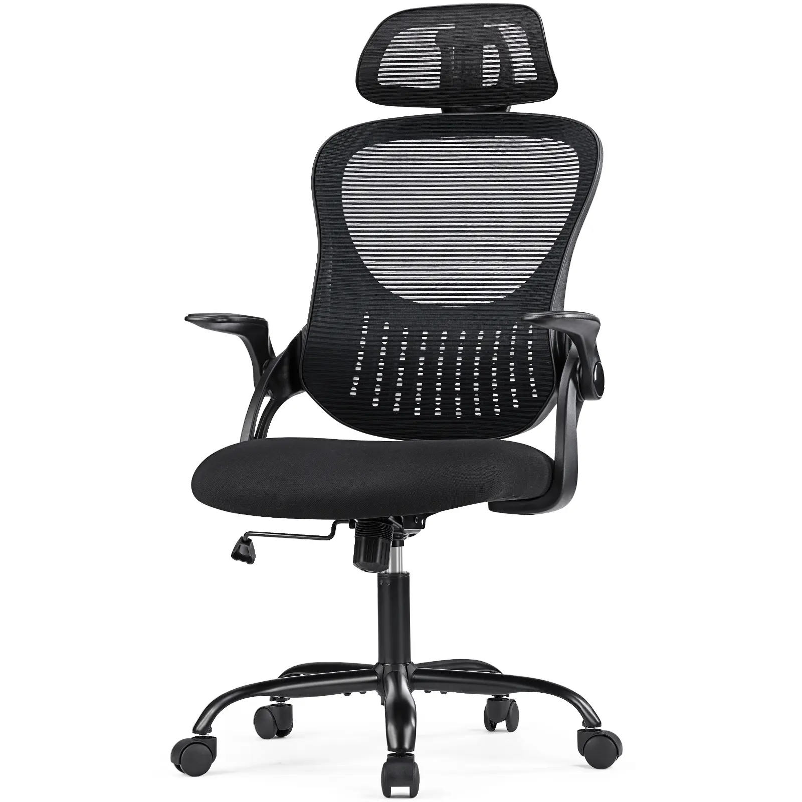 Computer Desk Chair, Ergonomic High-Back Mesh Rolling Work Chairs with Wheels and Adjustable Headrests, Lumbar Support, Flip-up Arms