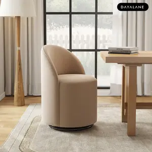 Dayalane Modern Swivel Dining Chair For Dining Room With Rotation Base Velvet Khaki