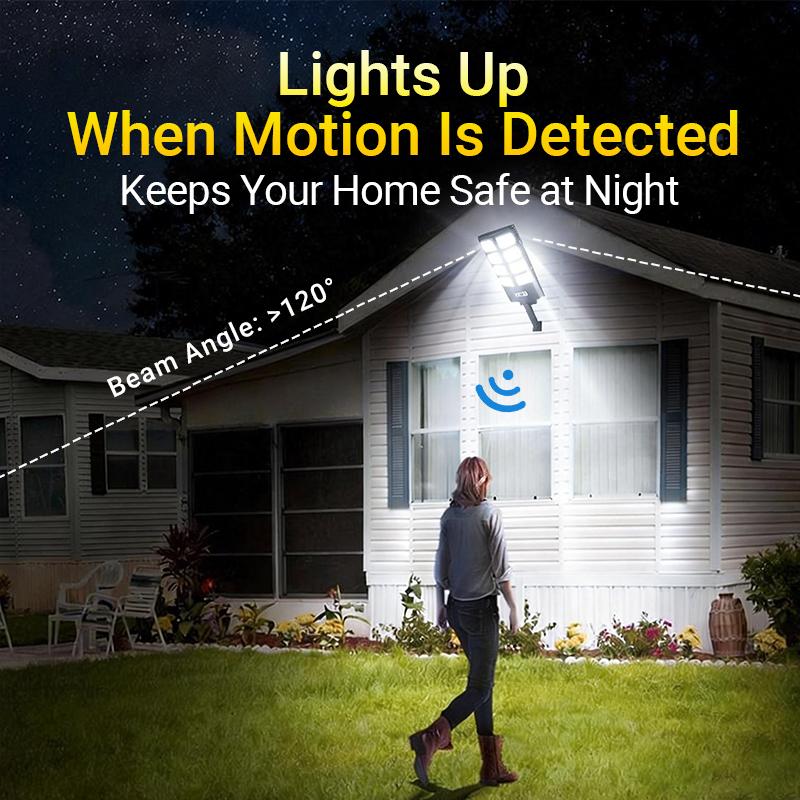 【2-Pack】800Motion Sensor, Durable ABS & Metal Construction - Solar Garden Decorations For Porch, Yard, Street Lighting