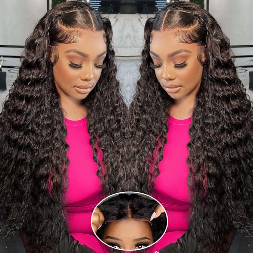 5x5 Glueless Wigs Human Hair Pre Plucked Pre Cut Water Wave 5x5 HD Lace Closure Wigs Human Hair Curly Human Hair Wig 180% Density Wear And Go Glueless Wig