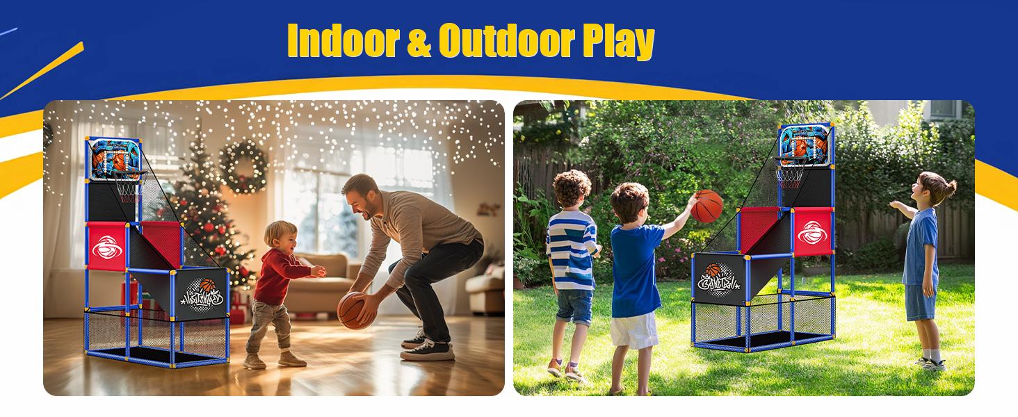 CuLiDing Kids Arcade Basketball Hoop with 4 Balls,Indoor Outdoor Single Shot Game for Toddlers Carnival Sports Toys Gifts for Kids Boys Girls Ages 3-8 Ideal for Competition