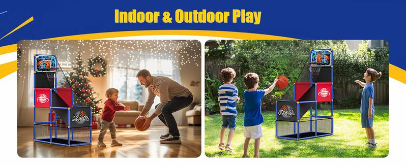 CuLiDing Kids Arcade Basketball Hoop with 4 Balls,Indoor Outdoor Single Shot Game for Toddlers Carnival Sports Toys Gifts for Kids Boys Girls Ages 3-8 Ideal for Competition