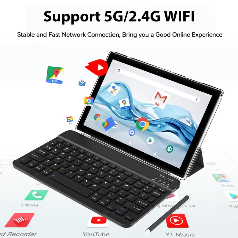 TikTokShopJumpstartSale,PEICHENG Android 15 Tablet 10.1" 18(6+12)GB RAM 128GB ROM Dual Camera Bluetooth Keyboard Mouse Stylus 2.4G/5G,For Valentine's Day Gift WiFi Type-C Charging Large Storage Portable Cellphone Smartphone PINK