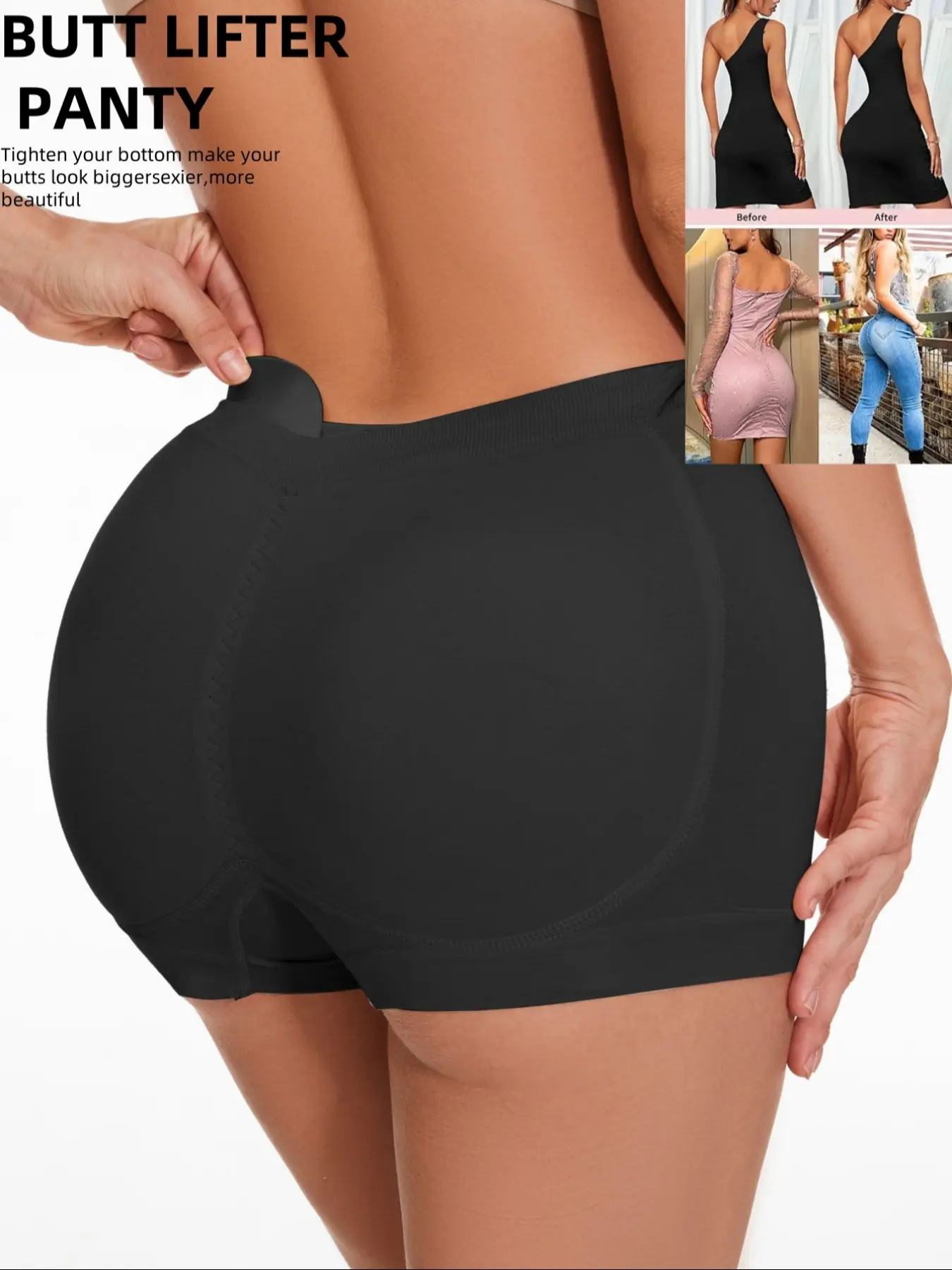 1 COUNT Women Butt Lifter Panties Padded Shapewear Hip Enhancer Pads Shorts Seamless Underwear Lingerie Elastic Stretchy Fit Breathable Boyshorts, Fajas Shapewear, Body Shaper for Everyday Confidence, For All Season Womenswear