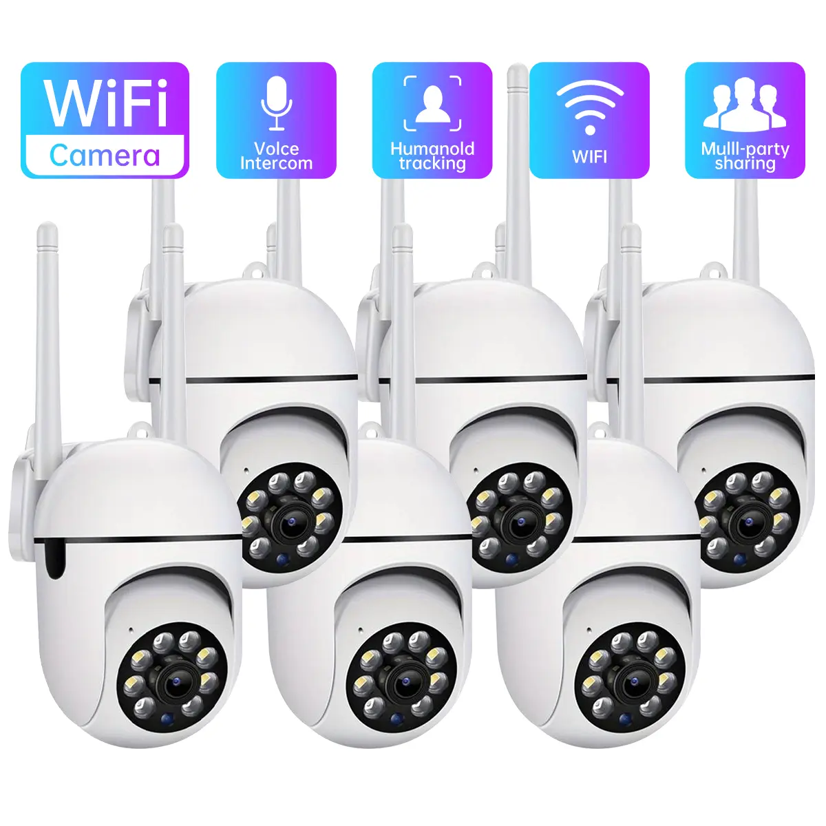 【JOOAN 1080P FHD Home Smart Security Camera】Color night vision, Bluetooth/WiFi, 360° PTZ, Motion Detection, Two-Way Audio, 2.4G WiFi, 24/7 Live View, Home Pet Monitor