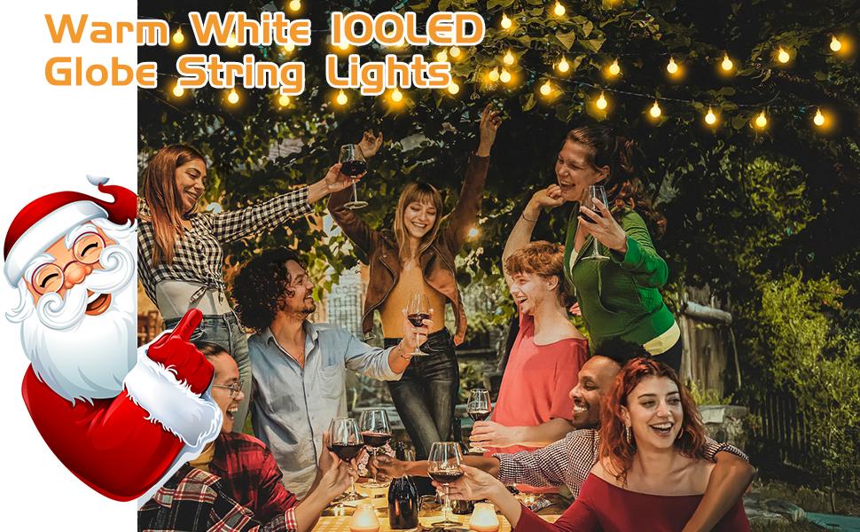 Minetom Globe String Lights, 33 Feet 100 Led Fairy Lights Plug in, 8 Modes with Remote Mini Globe Lights for Indoor Outdoor Bedroom Party Wedding Garden Christmas Tree Decor, Warm White