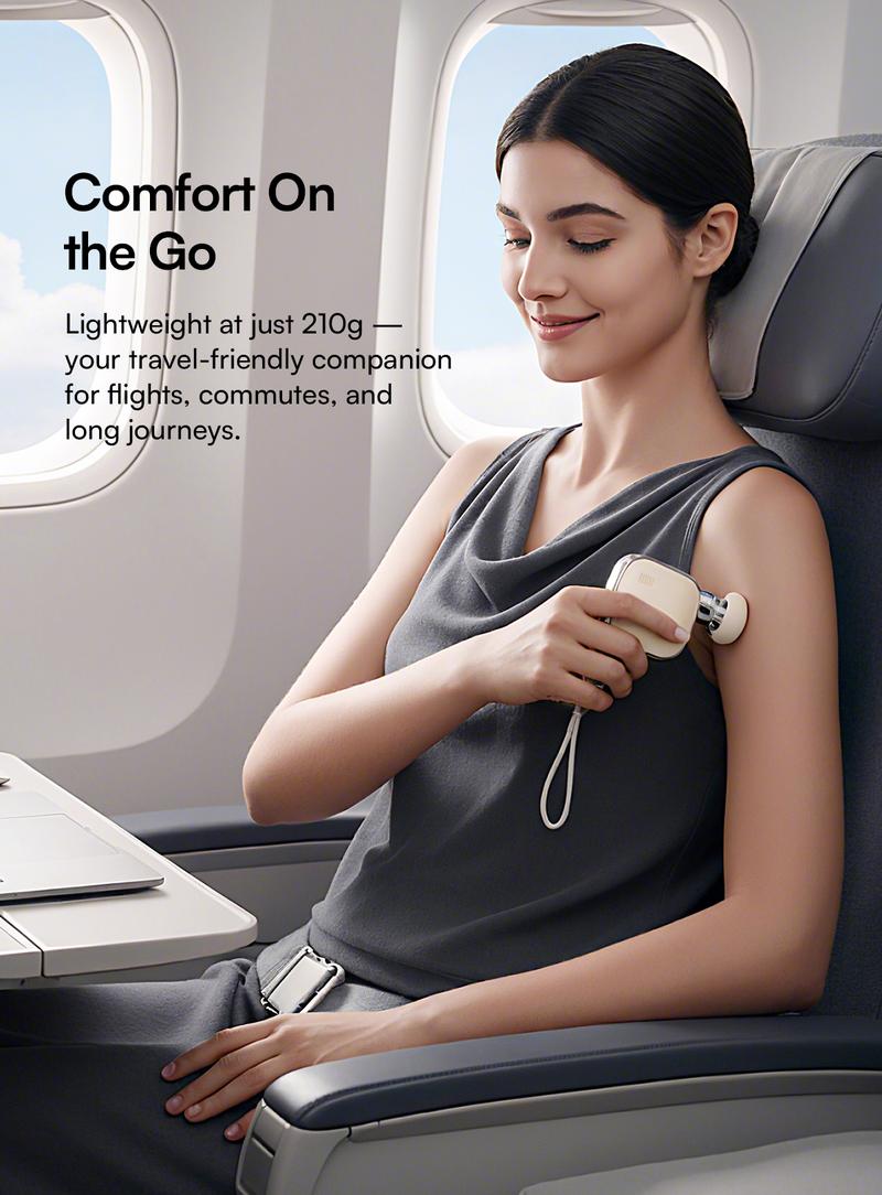 INIA PocketForce Palm-Sized Massage Gun – Portable Deep Tissue Massager with 3000 Percussions/Min, 7mm Stroke Depth & 10 lbs Force, Ultra-Quiet <48dB, 3 Heads & 4 Speeds, USB Rechargeable Travel Companion Gift Set