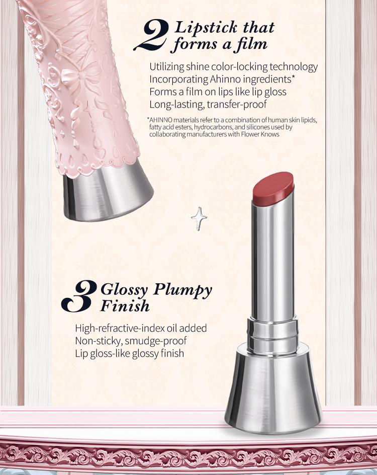 Flower Knows Swan Ballet Collection Shine Lipstick, Elegant Design with Jojoba Oil for Hydration & Moisture, Glossy Finish, Long Lasting Transfer Proof, #Summervibes