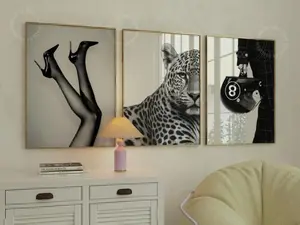 Black And White Stockholm Gallery Wall Set Of 3 Y2k Leopard Apartment Decor Trendy Skateboard Poster Motorsport Art Print