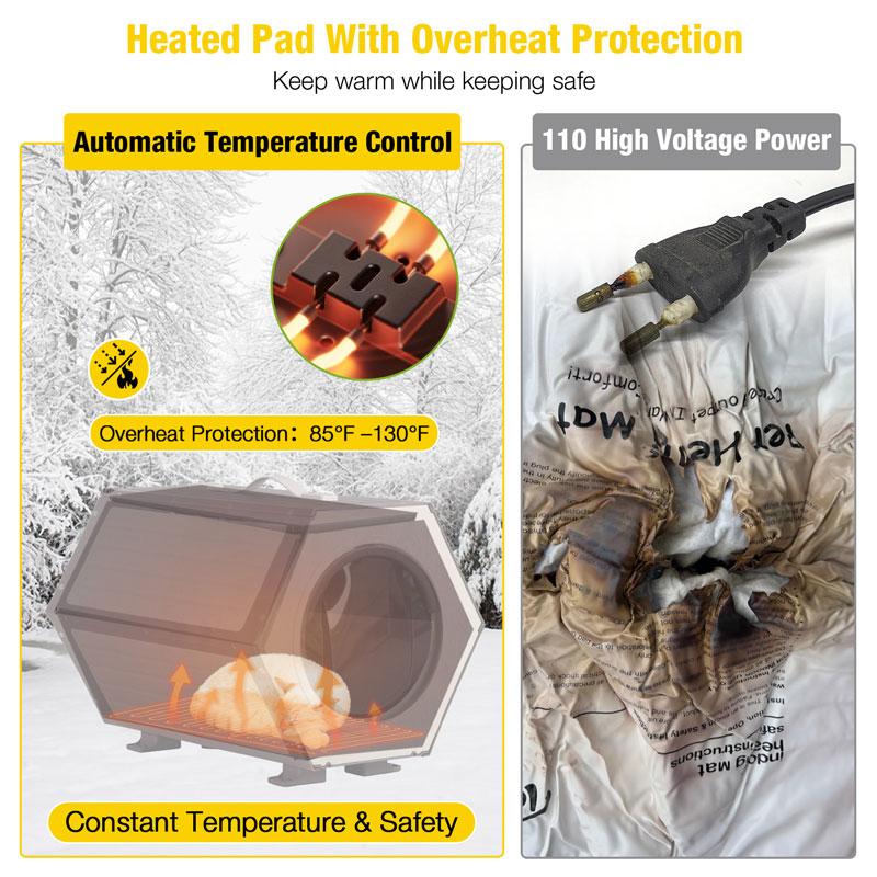 Aivituvin-AIR107 Indoor/Outdoor Heated Cat House for Outdoor Winter,Combined Cat Condo