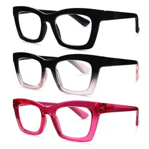 DEAAOK Oversized Square Reading Glasses Oprah Style for Women Blue Light Blocking Large Frame Computer Readers Spring Hinge Readers Cute Reading Glasses