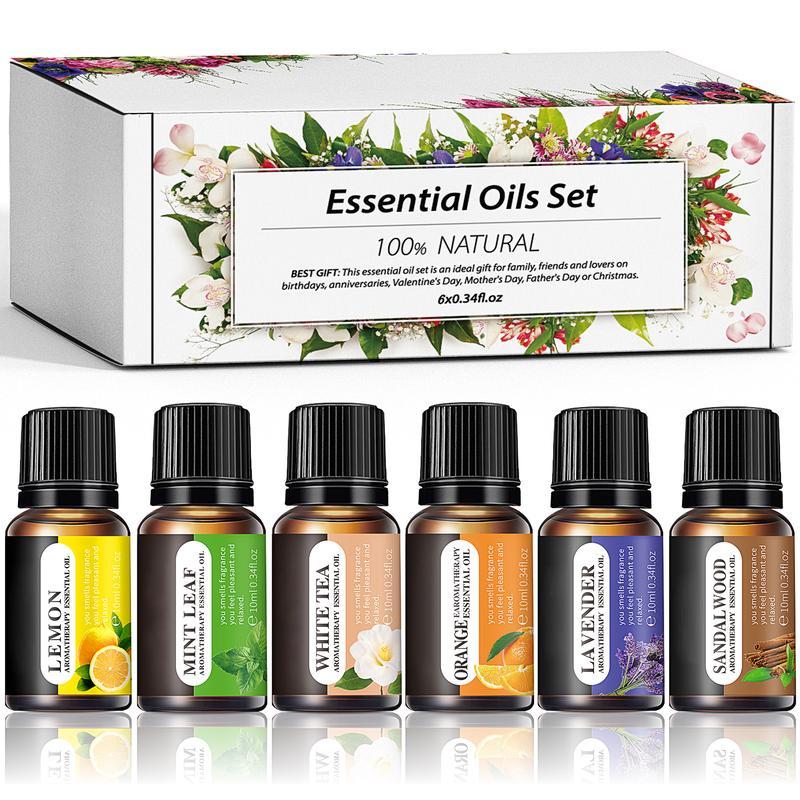 Essential Oils Set, 10 ML Bottles Set For Home Care, Fragrance, Humidifiers, Difusors & Aromatherapy Oils Set Gifts, Mint Leaf, White Tea, Lavender, Lemon, Orange, Osmanthus, Vanilla, Sakura, Rose, Freesia, Sandalwood, Jasmine
