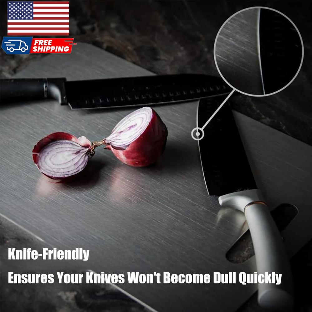 3-Piece Premium Stainless Steel Cutting Board Set – Non-Porous, Hygienic & Dishwasher Safe – Ideal for Meat, Vegetables & Daily Kitchen Prep (Made in USA)