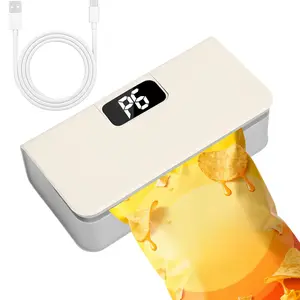 Portable sealing machine, suitable for sealing of snacks, coffee and pet food packaging, bag cutter, rechargeable, compact food storage sealing device.