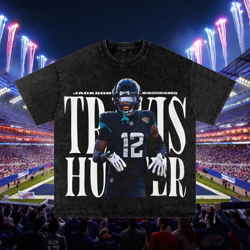 Travis Hunter Vintage 90s T-Shirt, Jacksonville Football Graphic Tee, Retro Football Wash Shirt, Sport Bootleg Gift for Fan