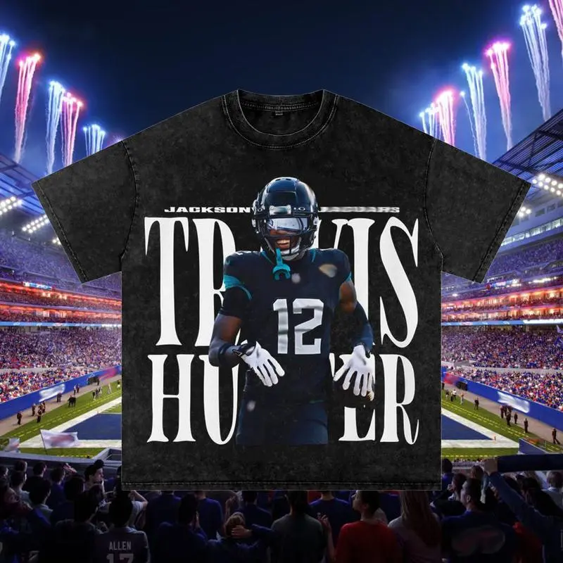 Travis Hunter Vintage 90s T-Shirt, Jacksonville Football Graphic Tee, Retro Football Wash Shirt, Sport Bootleg Gift for Fan