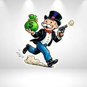 Rich Man Sticker – Money Boss Aesthetic, Funny Tycoon Cartoon Vinyl Decal, Wealth Humor Character