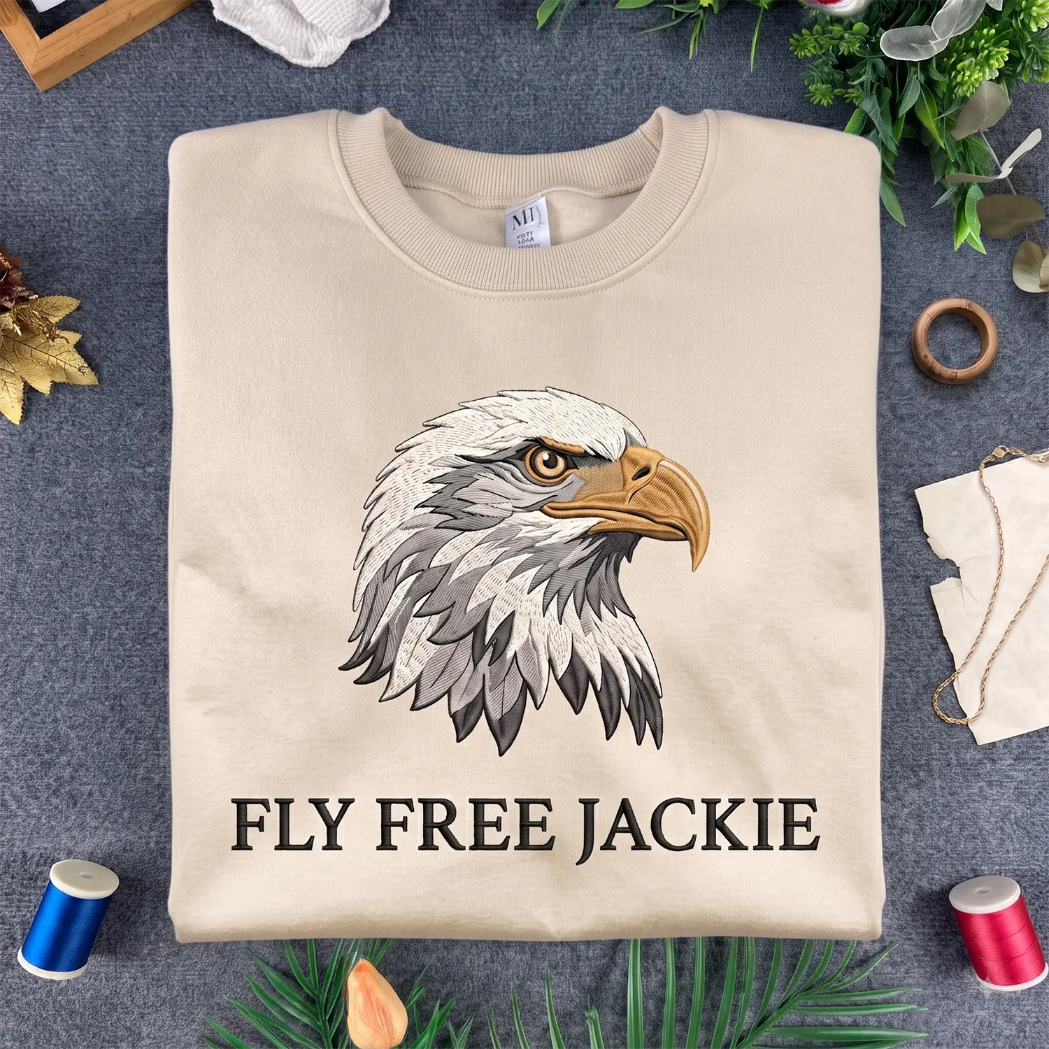 Fly Free Jackie Embroidered Sweatshirt, Big Bear Bald Eagle Memorial Crewneck, RIP Jackie 2012–2026 Tribute