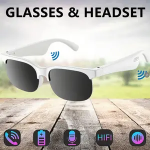 ANKRIYUL 2-In-1 Wireless Sunglasses Smart Headphone White Frame and Black Mirror Glasses Earphone For Outdoor Sport Hiking Cyclying