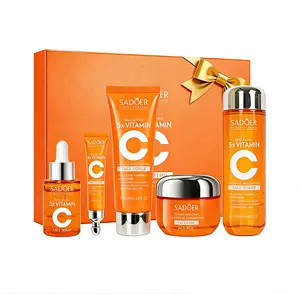 2026 Upgrade 5X Vitamin C Facial Care Set 6-Piece Pack with Cleanser Toner Face Serum Cream & Eye Cream Gentle Skin Cleaning Care Travel Size Kit  for Moisturizing, Brightening, Anti-wrinkle, Radiant Glow - Daily Skincare, Best Gift Daily