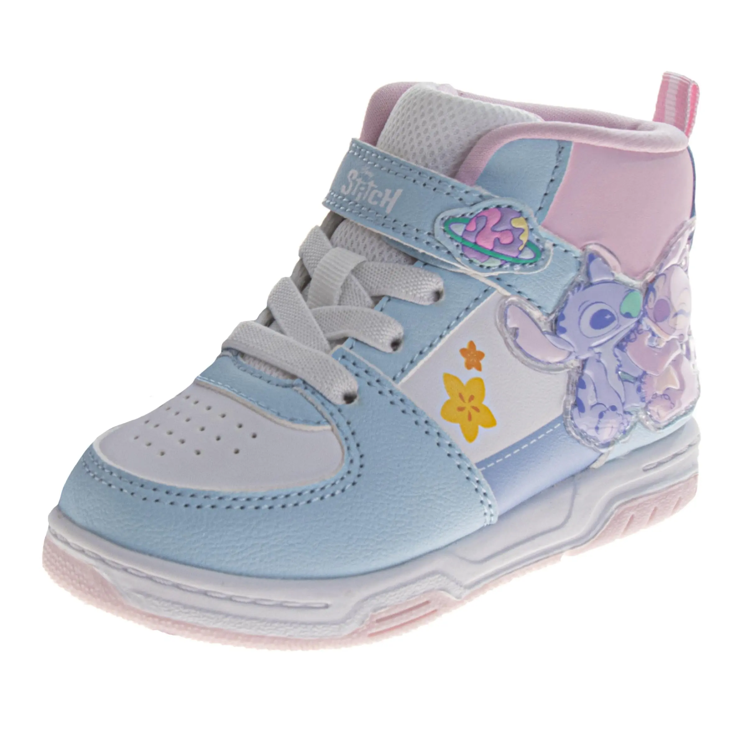 Josmo Toddler & Little Kids' Officially Licensed Lilo & Stitch Casual High-Top Sneakers with a Cushioned Interior, Velcro Strap, and Laces, Size 8, 10 - 11 Years