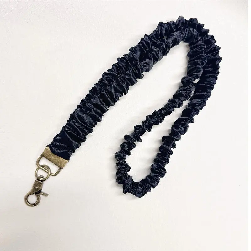 Stretchy Scrunchie Lanyard for ID Badges – Cute Neck Lanyard for Keys| Retractable Keychain Holder for Women