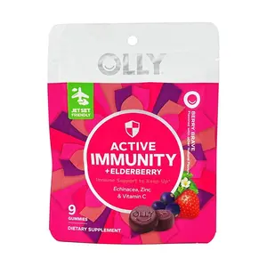 OLLY Elderberry Vitamin C Gummies for Immune Support - Delicious Berry Flavor, 9 Count