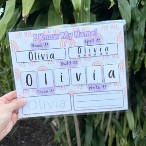 Personalized Laminated I Know My Name Sheet with Velcro Dots for Interactive Learning Activity I Can Write My Name